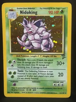 Pokemon Nidoking Holo Rare Card 11/130 Vintage Base Set 2 Wizards Of The Coast - Image 1