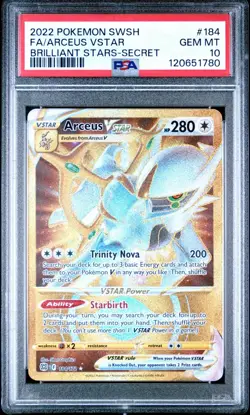 PSA 10 Arceus Vstar Gold Secret Rare 184 Pokemon Card Brilliant Stars 2022 GEM - Image 1