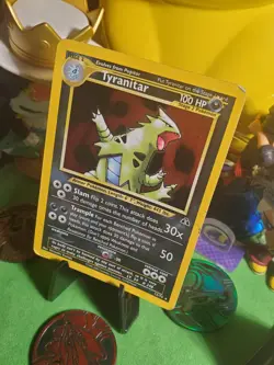 Pokemon TCG Vintage 2001 Neo Discovery Tyranitar 12/75 Holo Rare MP Pokemon Card - Image 3
