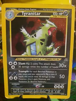 Pokemon TCG Vintage 2001 Neo Discovery Tyranitar 12/75 Holo Rare MP Pokemon Card - Image 4