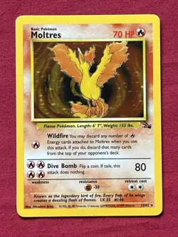 Moltres 12/62 Holo Shiny Card Excellent Condition Pokemon (T86) - Image 1