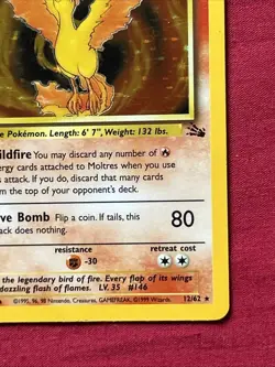 Moltres 12/62 Holo Shiny Card Excellent Condition Pokemon (T86) - Image 5