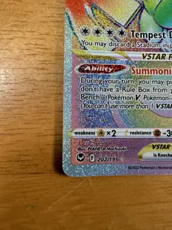 Pokemon TCG Lugia VSTAR Rainbow Secret Rare Holo Card Silver Tempest 202/195 - Image 4