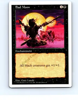 Bad Moon Black Rare Fifth Edition MTG LP Exc/Exc+ - Image 1