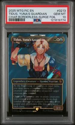 2025 MTG FINAL FANTASY COMMANDER SURGE FOIL #0213 TIDUS, YUNA'S GUARDIAN PSA 10 - Image 1