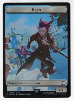 MTG Final Fantasy Double Sided Foil Token 3/14 Hero & Wizard - Image 1