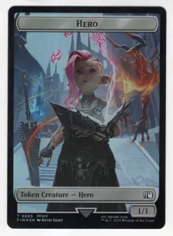 MTG Final Fantasy Double Sided Foil Token 5/11 Hero & Moogle - Image 1