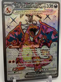Charizard EX Ultra Rare Full Art 215/197 Obsidian Flames Pokemon Card NM/M - Image 3