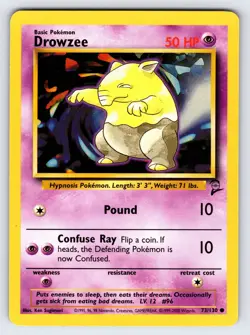 Drowzee 73/130 Base Set 2 Pokemon Card TCG Vintage WOTC Nintendo Common - Nm/Vlp - Image 1