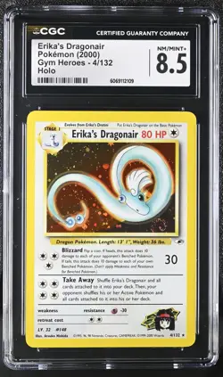 CGC 8.5 Erika's Dragonair 2000 Gym Heroes 4/132 Holo SWIRL Pokemon Card - Image 1