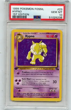 1999 POKEMON FOSSIL #23 HYPNO "1st EDITION" - PSA 10 GEM MINT (25238) - Image 1