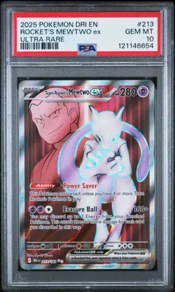 2025 POKEMON DRI EN-DESTINED RIVALS ULTRA RARE TEAM ROCKET'S MEWTWO EX PSA 10 - Image 1