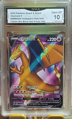 CHARIZARD V GMA 10 GEM MT 2020 Pokemon Champion's Path Promo FAH - Image 1