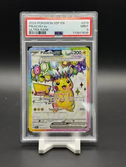 Pikachu ex 219/191 PSA 9 Sv08 Surging Sparks Holo Pokemon TCG - Image 1