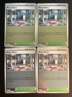 Pokemon TCG Playset - 4x Risky Ruins 127/132 Reverse Holo - NM - Image 1