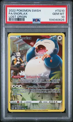 2022 POKEMON SWORD & SHIELD LOST ORIGIN #TG10 FULL ART/SNORLAX PSA 10 - Image 1