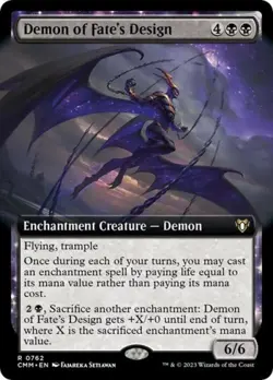Demon of Fate's Design (Extended Art) -Foil Light Play MTG Commander Masters - Image 1