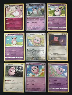 Pokemon TCG Jigglypuff & Wigglytuff Lot: 9 Card Collection Set - Image 1