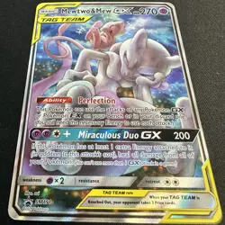 MEWTWO and MEW GX Tag TeamSun & Moon Holo Rare Black Star Promo Card SM191 MP - Image 3
