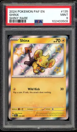 2024 PSA 9 Pokemon Paldean Fates Shinx Shiny Rare 135/091 Card Mint - Image 1