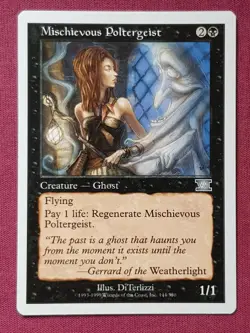 Magic The Gathering 6TH EDITION MISCHIEVOUS POLTERGEIST black card MTG - Image 1