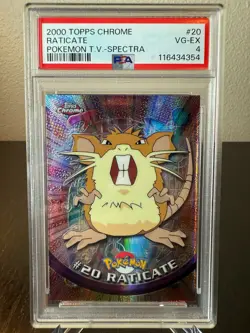 Pokemon 2000 Topps Chrome Raticate Spectra PSA 4 Very Good-Excellent #20 - Image 1