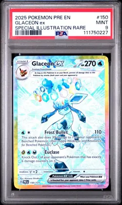 2025 Pokemon Prismatic Evolutions Glaceon ex Full Art SIR #150/131 PSA 9 - Image 1