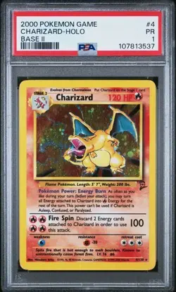 2000 POKEMON GAME BASE II #4/130 CHARIZARD HOLO PSA 1 - Image 1
