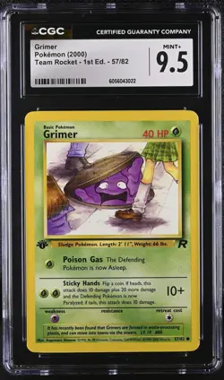 2000 Pokemon - 1st Edition Grimer Team Rocket 57/82 PSA CGC 9.5 Mint - Image 1