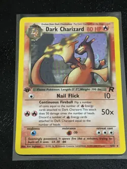 1st Edition Holo Dark Charizard - Pokemon 1999-2000 Team Rocket 4/82 NM-LP SWIRL - Image 1