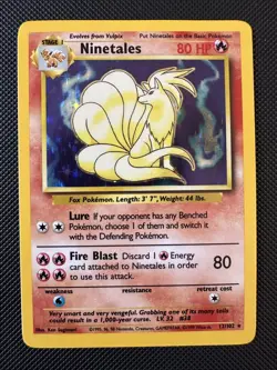 Ninetales 12/102 Unlimited Holo Rare Base Set English 1999 Wizards Pokemon Card - Image 1