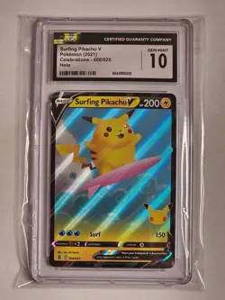 Pokemon Surfing Pikachu V 008/025 Celebrations CGC GEM MINT 10 - Image 1