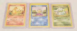 Pokemon Base Set Bulbasaur 44/102, Squirtle 63/102, Charmander 46/102, LP +Gift! - Image 1
