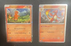 Pokemon Charmander Charmeleon Reverse Cosmos Holo #4 & #5 Scarlet & Violet 151 - Image 1
