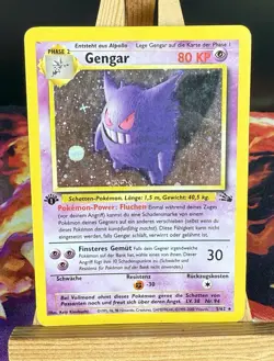 Pokemon Karte - Gengar Holo 1. Edition Fossil 5/62 - Deutsch - Good- - Image 1