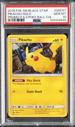 2018 POKEMON SM BLACK STAR PROMO #SM157 PIKACHU-HOLO PSA 10 - Image 1
