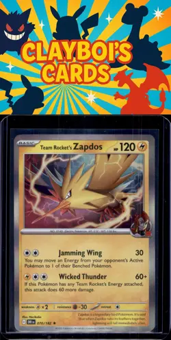 Team Rocket's Zapdos SV10: Destined Rivals Pokemon 070/182 Holo Rare NM+ - Image 1