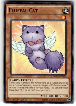Fluffal Cat NECH-EN019 The New Challengers 1st Edition Common NM Yugioh! - Image 1