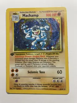 Base Set 1st Edition Machamp Holo Pokemon TCG Card ( Heavy Play ) 8/102 - Image 1