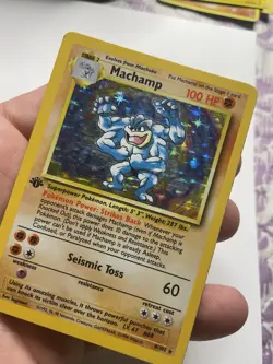 Base Set 1st Edition Machamp Holo Pokemon TCG Card ( Heavy Play ) 8/102 - Image 4