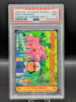 Pokemon Card carddass vending anime Japanese Ash & Rhyhorn #221 Misty PSA 9 🚀🚀 - Image 1