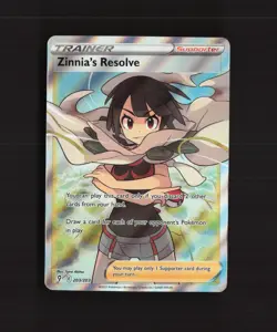 Zinnia's Resolve 203/203 Evolving Skies Ultra Rare Full Art Holo Pokemon Card NM - Image 1