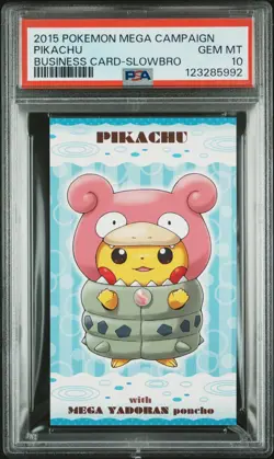 2015 POKEMON JPN STRONG CUTE PIKACHU MEGA CAMPAIGN BUSINESS CARDS PIKACHU PSA 10 - Image 1