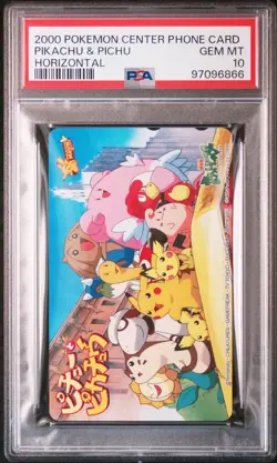 2000 POKEMON CENTER PHONE CARD HOR PIKACHU & PICHU PSA 10 - Image 1