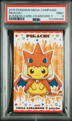 2015 POKEMON JPN STRONG CUTE PIKACHU MEGA CAMPAIGN BUSINESS CARDS PIKACHU PSA 9 - Image 1