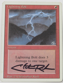 Magic MTG Revised Lightning Bolt Signed by Christopher Rush MP - Image 1