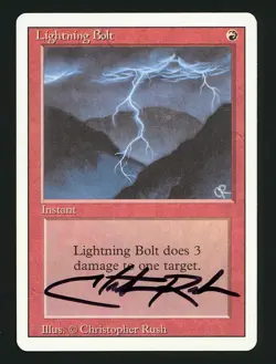 Signed Christopher Rush - Lightning Bolt - Revised 3rd Edition - MTG (B) - Image 1