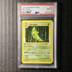 Metapod, 1st Edition Base Set, 54/102, Pokemon, WOTC 1999, (PSA 8) - Image 1