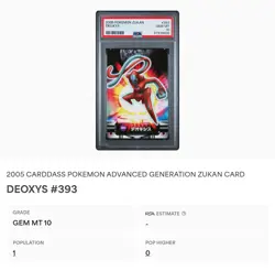 PSA 10 GEM MINT Deoxys #393 Carddass Zukan Advanced Gen. Bandai Pokemon POP 1 - Image 2