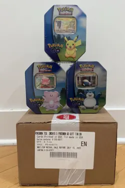 Pokemon GO Gift Tin Sealed Case Set of 2 each Pikachu, Snorlax & Blissey NEW 🔥 - Image 1